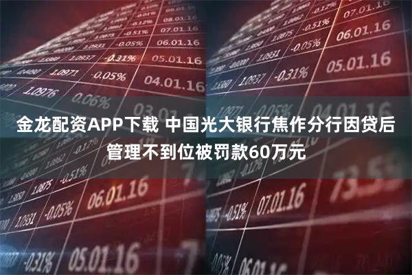 金龙配资APP下载 中国光大银行焦作分行因贷后管理不到位被罚款60万元